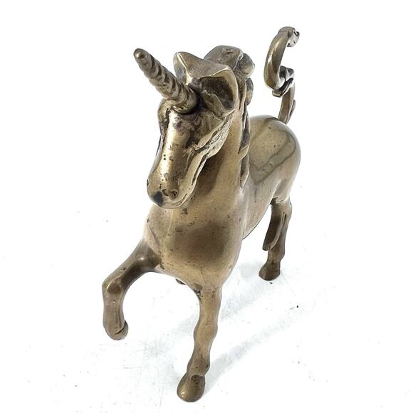 Vintage Solid Brass Unicorn Sculpture Figurine Fantasy Mythical Decor - Picture 4 of 13